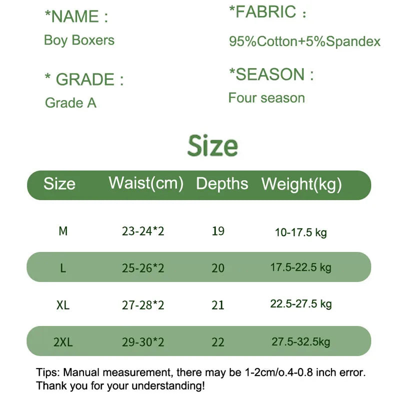 Children's Underwear Boys Panties Underpants Dinosaurs Helicopters Cars Cotton Breathable Kids Shorts Boy Boxer Briefs