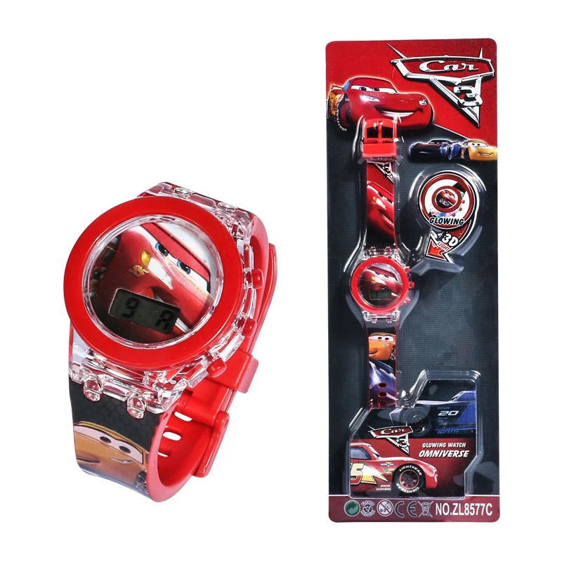 Flash Light Frozen Mickey Kids Watches For Girls Cartoon Spiderman Children Watch Boys School Student Digitel Clock Gifts