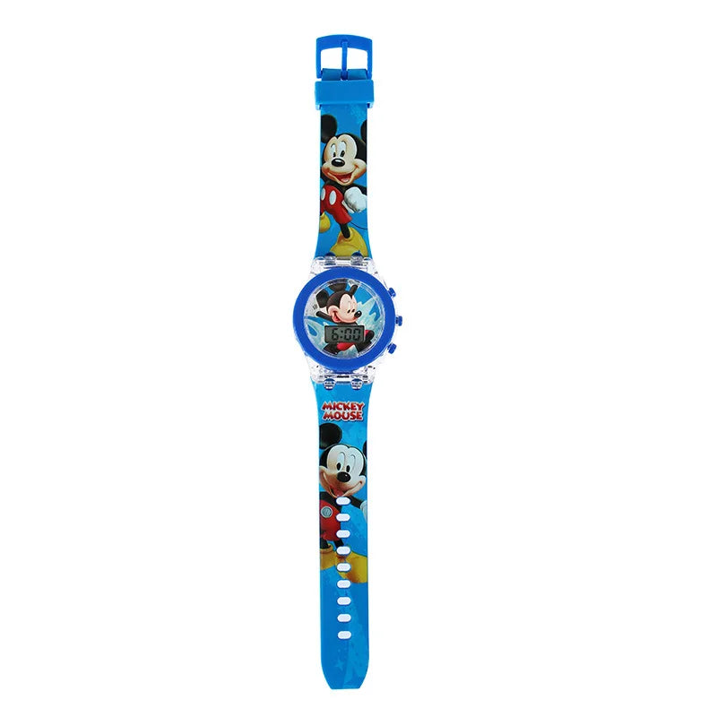 Flash Light Frozen Mickey Kids Watches For Girls Cartoon Spiderman Children Watch Boys School Student Digitel Clock Gifts