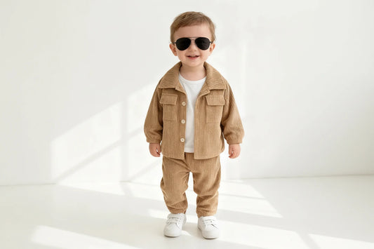 Baby Clothing Solid Set Autumn Winter New Baby Boy's Long Sleeve Suit Shirt Coat+Pant Cool 3-24M Two-piece ClothesSet