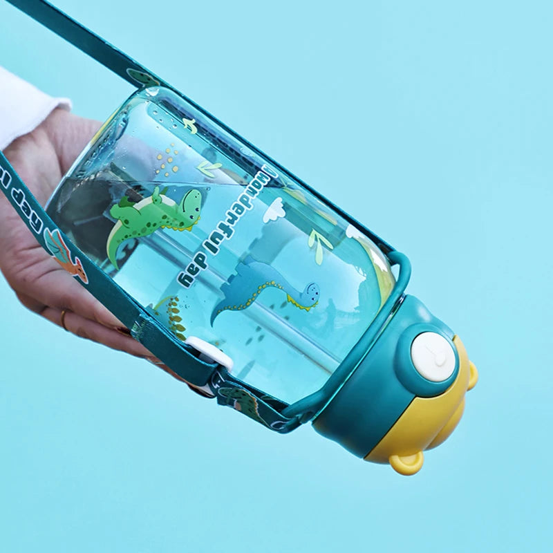Kids 1PC Water Sippy Cup Kids Water Bottle with Straw and Handle Portable Drinking Bottle Cup Children