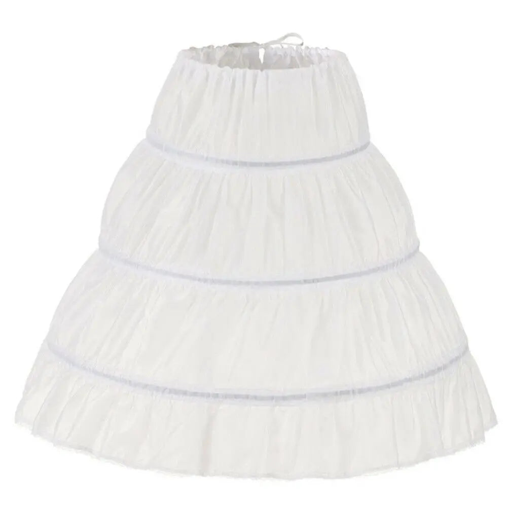 Fashion White Lace Children Skirt Petticoat 3 Hoops Adjustable Princess Skirt Tutu Skirt Steel Ring Crinoline Skirt Kids Girls