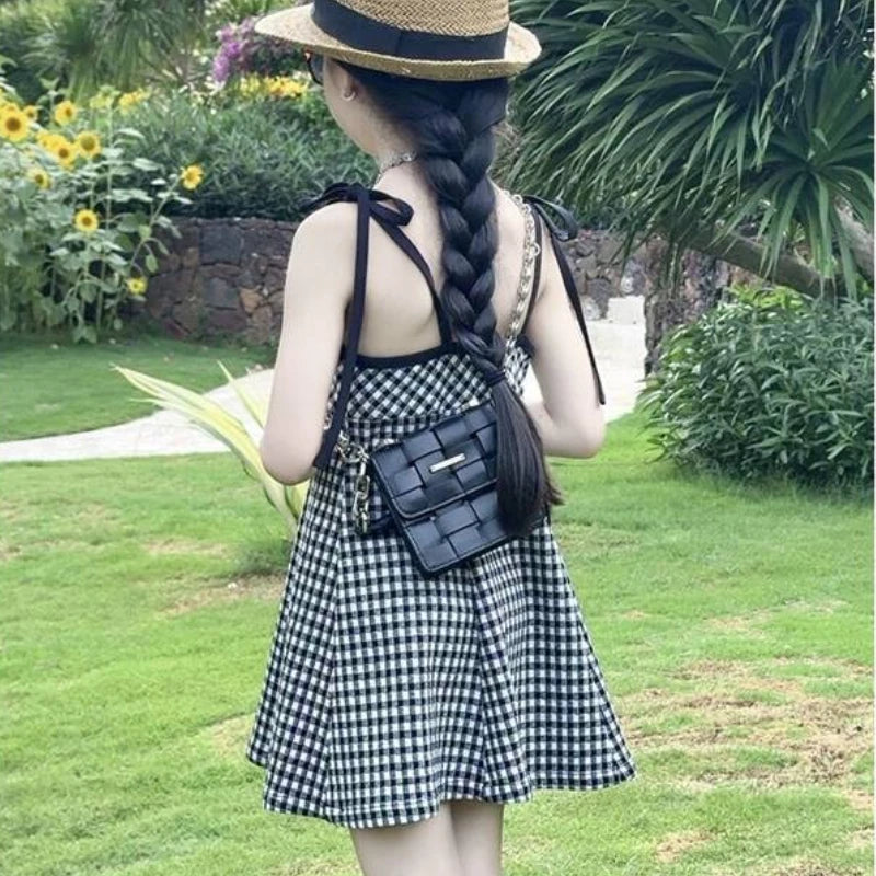 Children's Girl Suspender Puffy Dress Baby Girls' Sweet Princess Party Dress Bow-tie Design Casual Dresses
