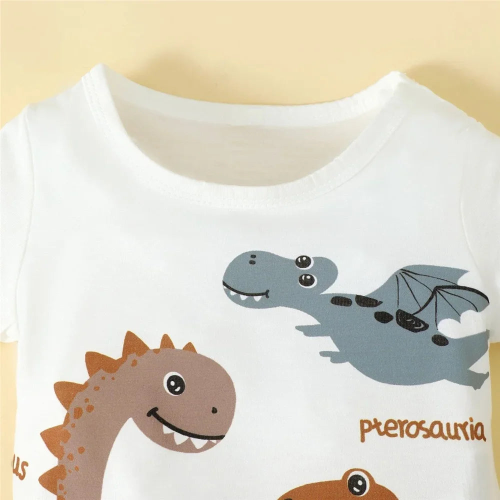 Summer Infant Boy clothes Set Short Sleeve Cartoon Dinosaur Top+Shorts Fashion Sport Handsome Wear for Toddler 0-3 Years