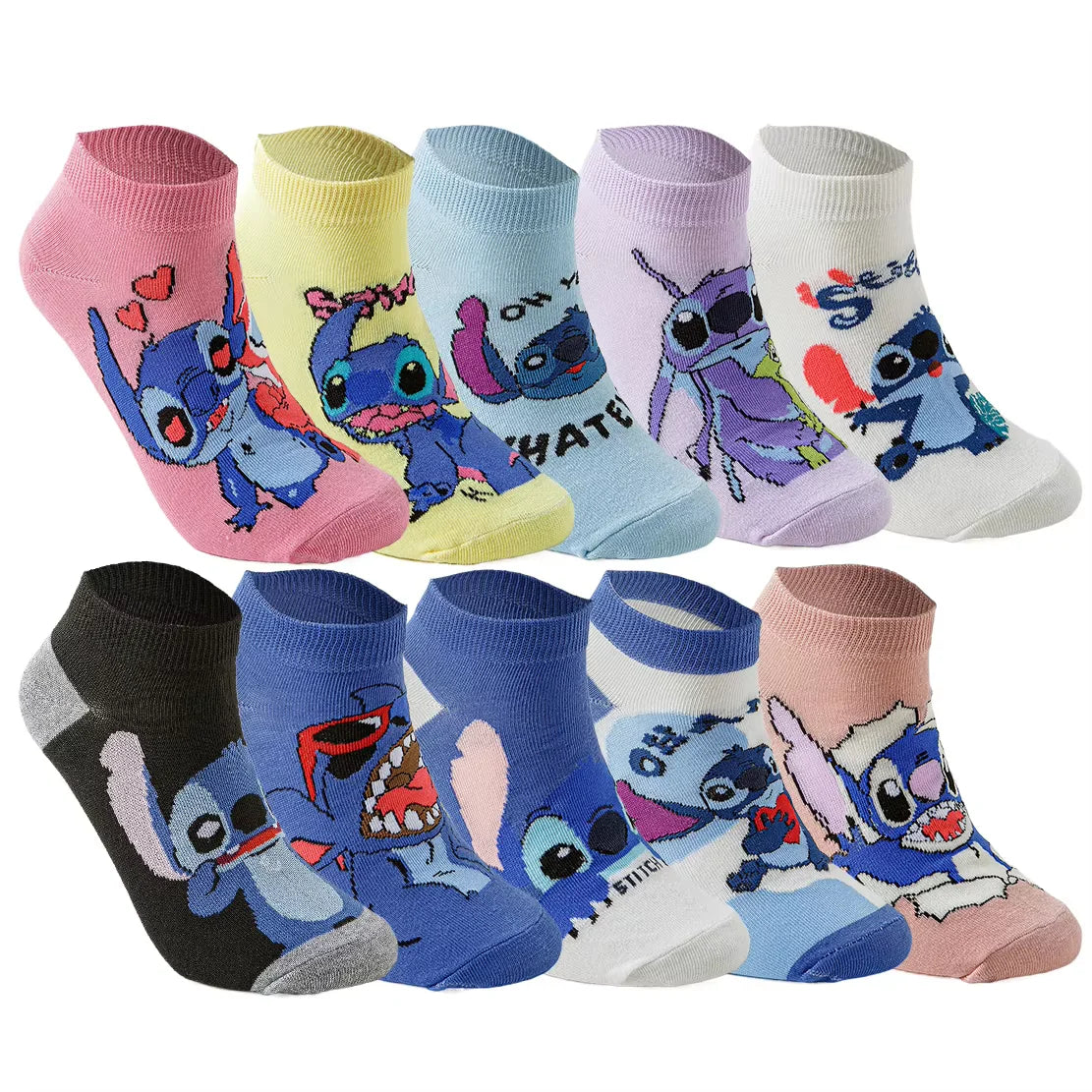 Disney 10Pairs socks Cartoon Anime Socks Fashion Novelty short boat Socks