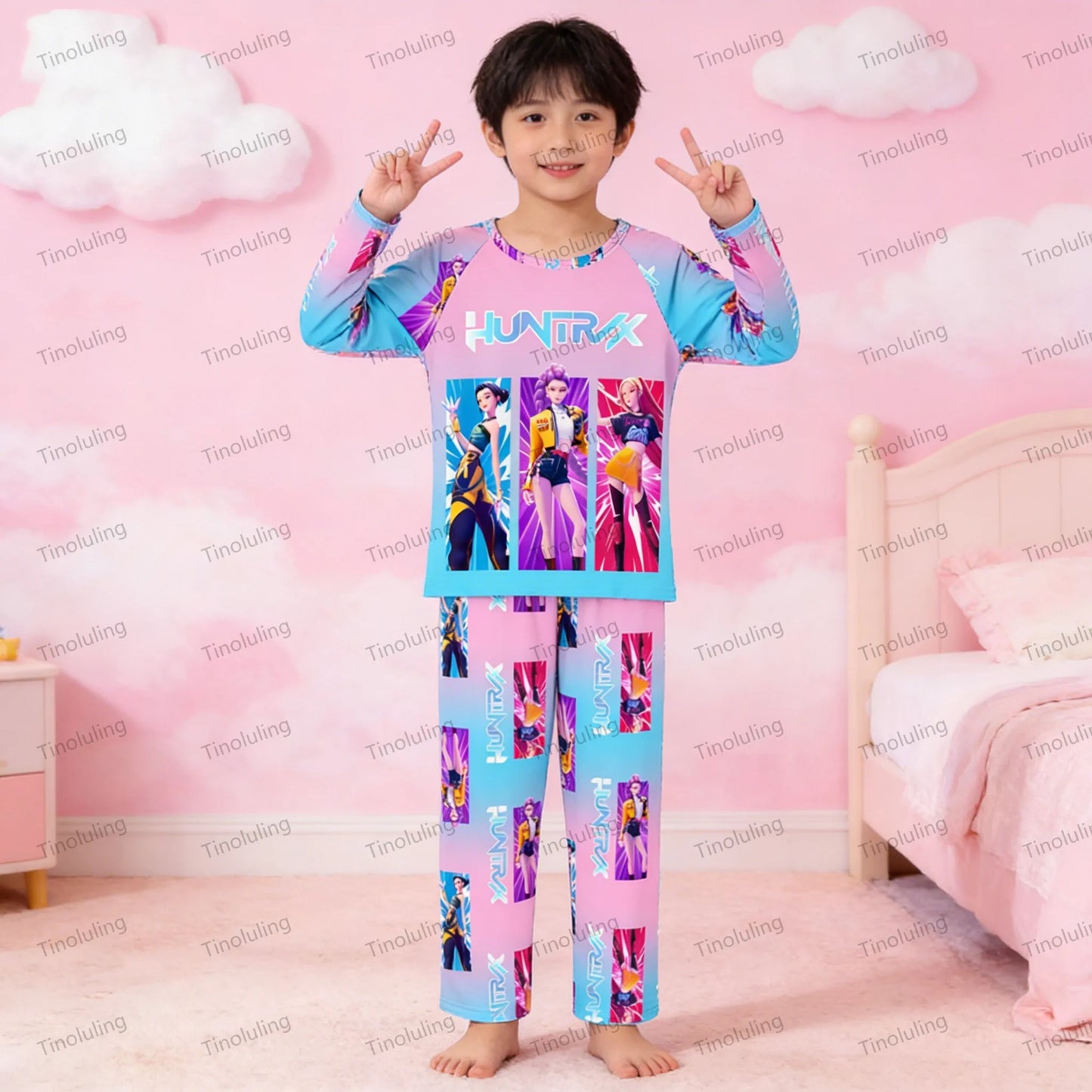 Toddler Girl Pajamas 2PC Set Kids 3 to 4 5 6 7 8 9 10 11 12 Years Long Sleeve Kpop Demon Hunters Pijama Children's Clothing
