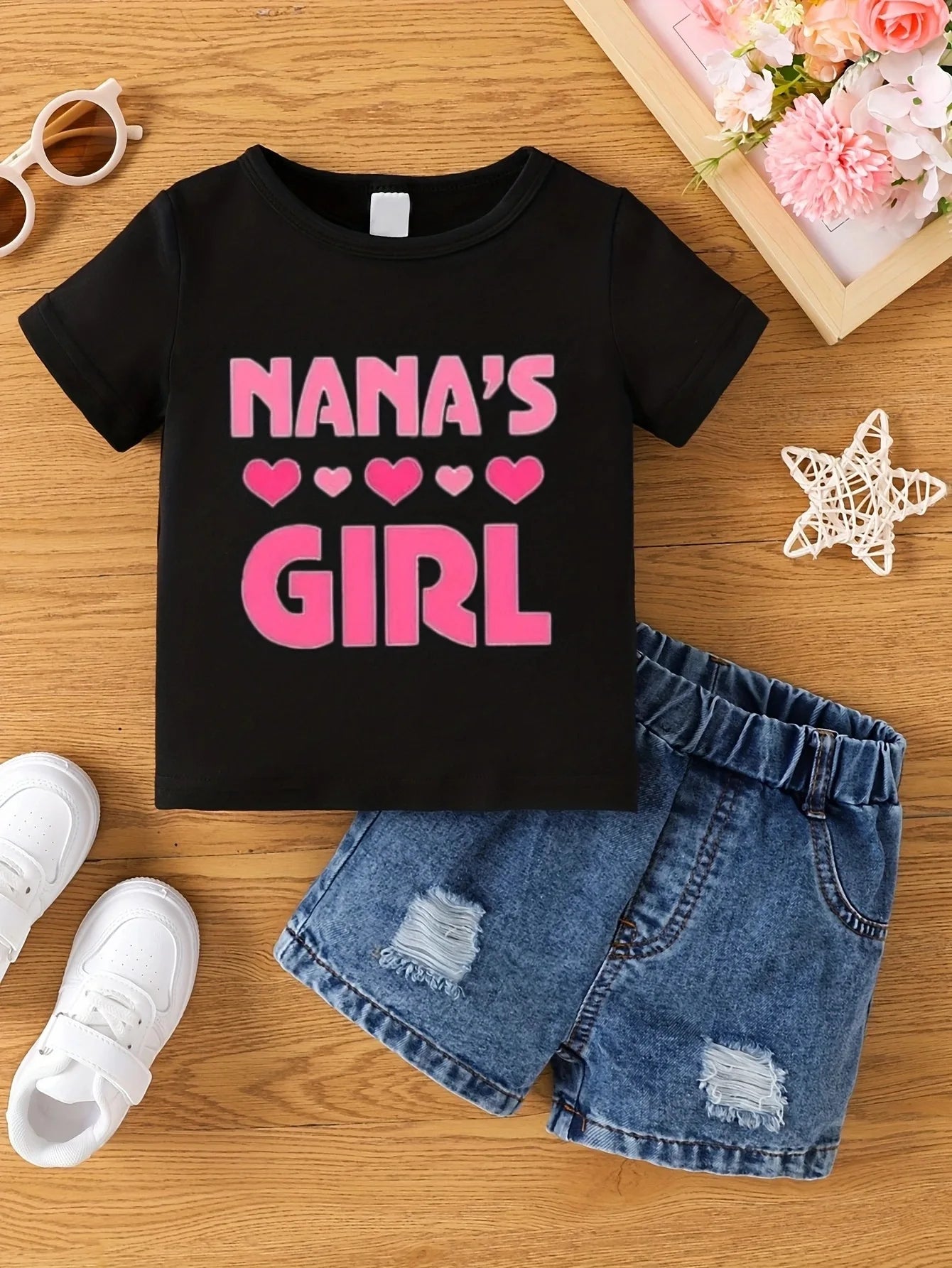 Aby Boys and Girls Summer Hot Painted Round Neck Short-sleeved Top Girls Just T-shirts. Shorts not included