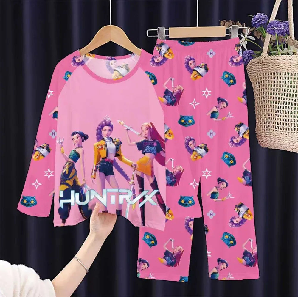 Toddler Girl Pajamas 2PC Set Kids 3 to 4 5 6 7 8 9 10 11 12 Years Long Sleeve Kpop Demon Hunters Pijama Children's Clothing