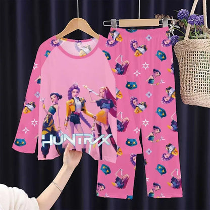 Toddler Girl Pajamas 2PC Set Kids 3 to 4 5 6 7 8 9 10 11 12 Years Long Sleeve Kpop Demon Hunters Pijama Children's Clothing