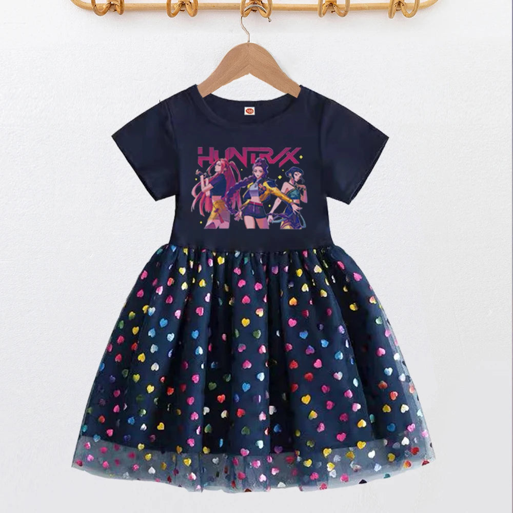 Kpop Demon Hunters Kids Clothes Summer Short sleeves Girls Dress Fashion Children Princess Dresses Baby Girl Cute Birthday Party