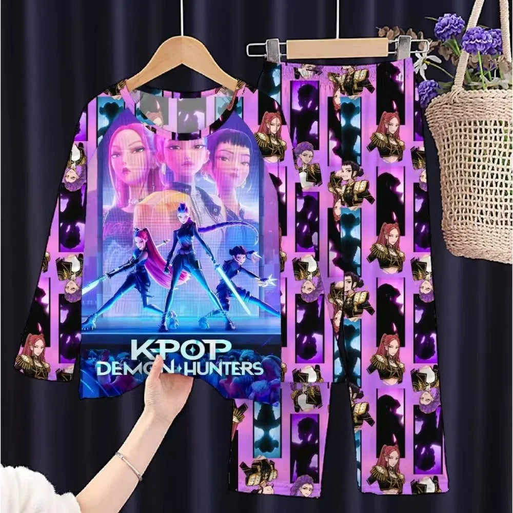 Toddler Girl Pajamas 2PC Set Kids 3 to 4 5 6 7 8 9 10 11 12 Years Long Sleeve Kpop Demon Hunters Pijama Children's Clothing