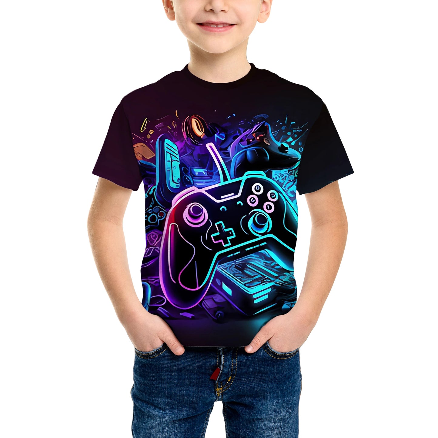 Casual Game Pattern Children's T-Shirt Boy Tops Baby Summer Short Sleeve Clothes Kids 3-12 Years Tees Novelty Children T-Shirt