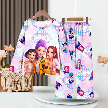 Toddler Girl Pajamas 2PC Set Kids 3 to 4 5 6 7 8 9 10 11 12 Years Long Sleeve Kpop Demon Hunters Pijama Children's Clothing