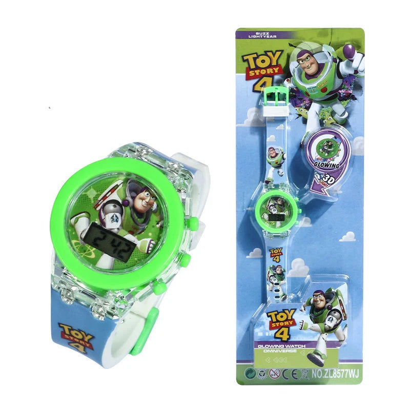 Flash Light Frozen Mickey Kids Watches For Girls Cartoon Spiderman Children Watch Boys School Student Digitel Clock Gifts