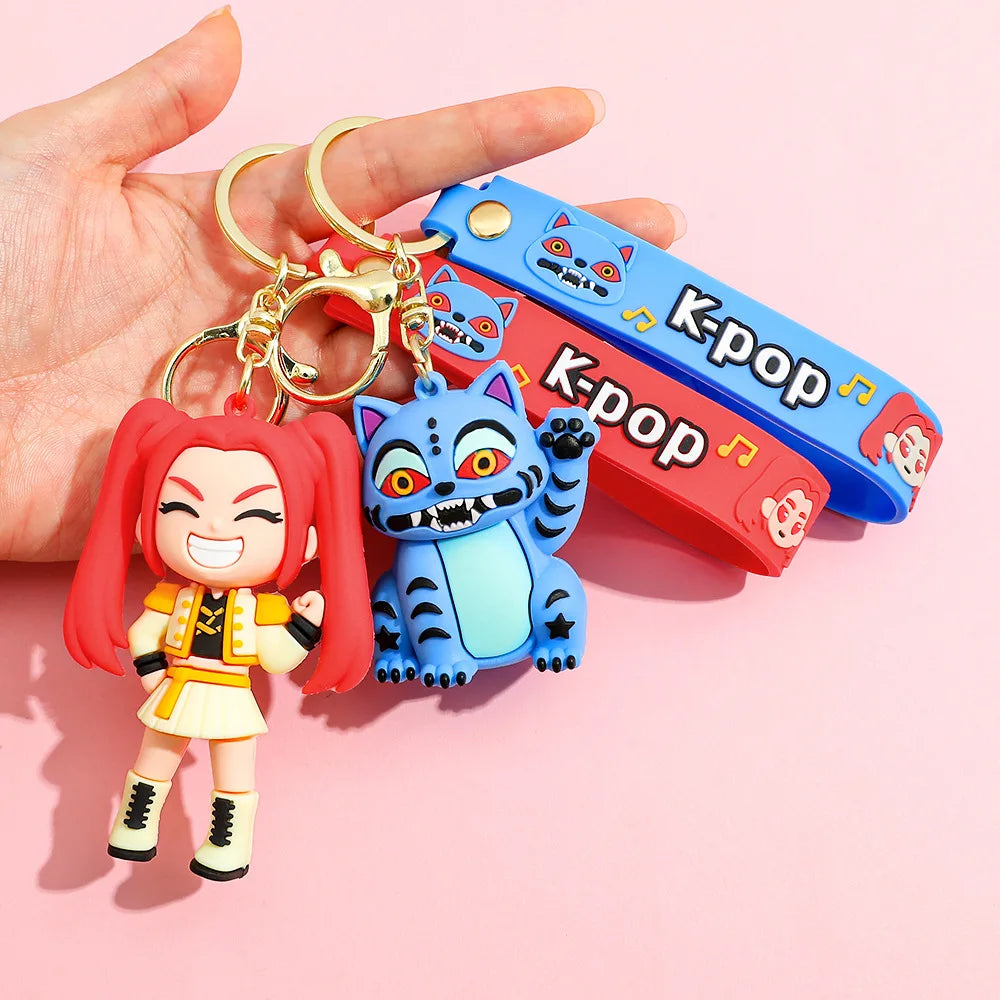New K-POP Demon Hunting 6th Generation Girl Group Keychain Pendant Cartoon Anime High-Value Bag Accessories Holiday Gifts