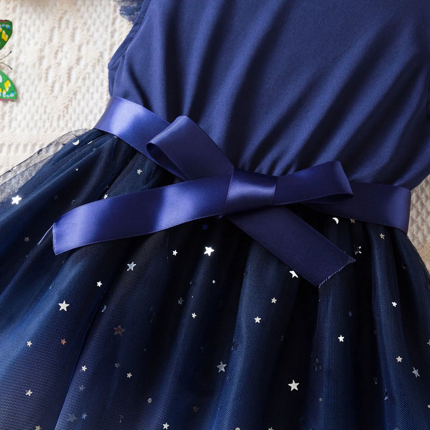 Bluey Girls Sequin Tutu Dress with Bow Flutter Sleeves Summer Princess Party Outfit for Toddler Kids 2-6 Years