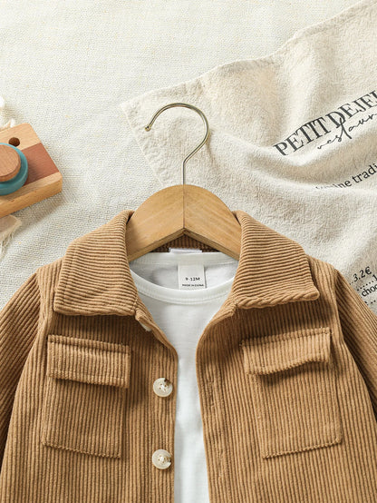 Baby Clothing Solid Set Autumn Winter New Baby Boy's Long Sleeve Suit Shirt Coat+Pant Cool 3-24M Two-piece ClothesSet