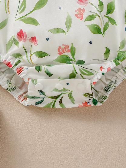 Baby Girls Sleeveless Print Flower rompers For 0-1Y baby newborn items Casual Jumpsuit +Headband