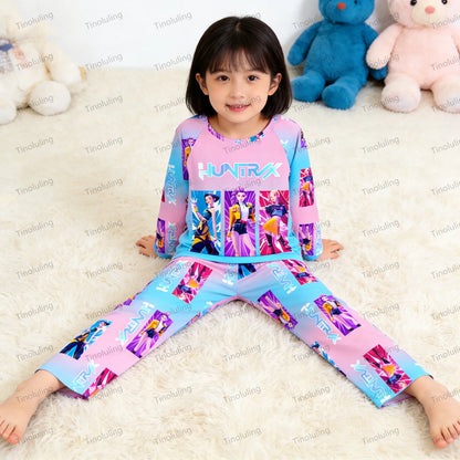 Toddler Girl Pajamas 2PC Set Kids 3 to 4 5 6 7 8 9 10 11 12 Years Long Sleeve Kpop Demon Hunters Pijama Children's Clothing