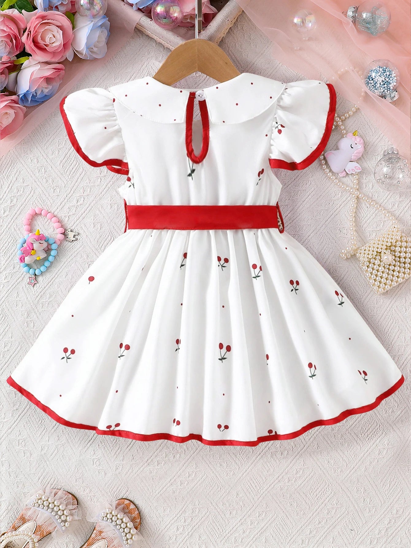 Summer New Girls Infant Floral Print Dress Breathable Baby Princess Dress 0-3 Years Cool Short Sleeve Outfit