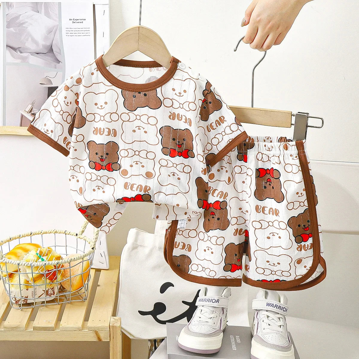 Summer Cotton Baby Children's Clothing Set for Boys and Girls T-shirt and Shorts Toddler Suit