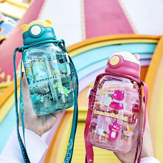 Kids 1PC Water Sippy Cup Kids Water Bottle with Straw and Handle Portable Drinking Bottle Cup Children