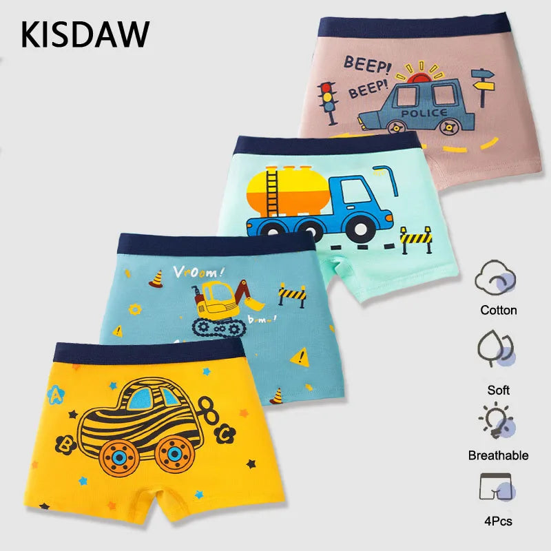 Children Panties Cotton Underwear For Boys 3-14 Years Breathable Kids Underpants Cars Patterns Cartoon Boy Boxer Brief