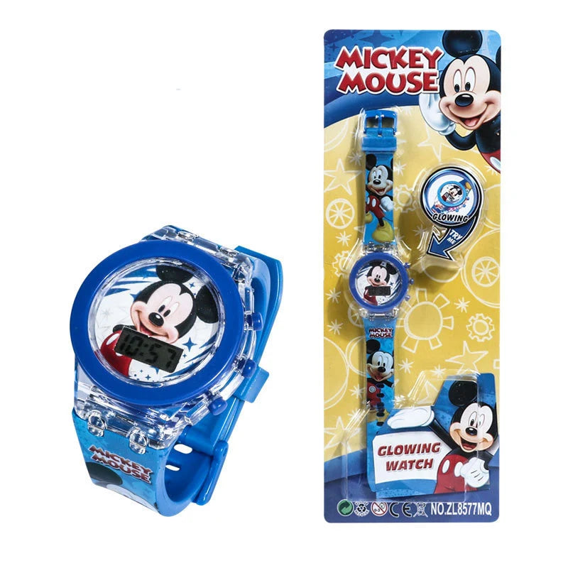 Flash Light Frozen Mickey Kids Watches For Girls Cartoon Spiderman Children Watch Boys School Student Digitel Clock Gifts