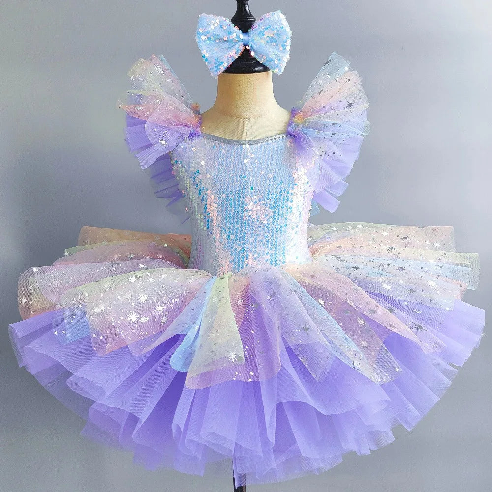 Stage Costumes Performance Party Princess Summer Leotards for Girls Ballet Dress Tutu Children Clothing Dance Wear Kids Clothes