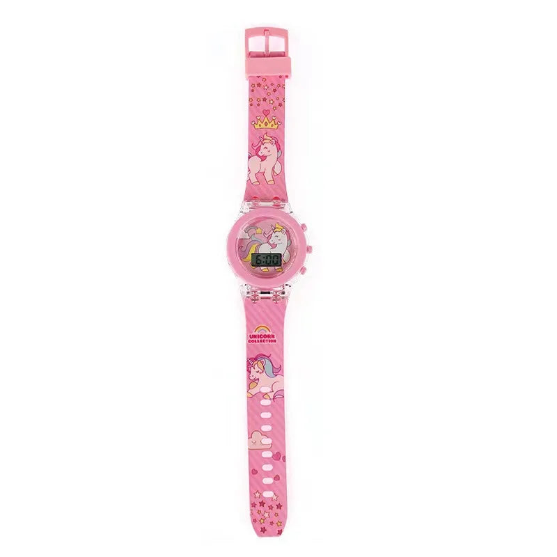 Flash Light Frozen Mickey Kids Watches For Girls Cartoon Spiderman Children Watch Boys School Student Digitel Clock Gifts