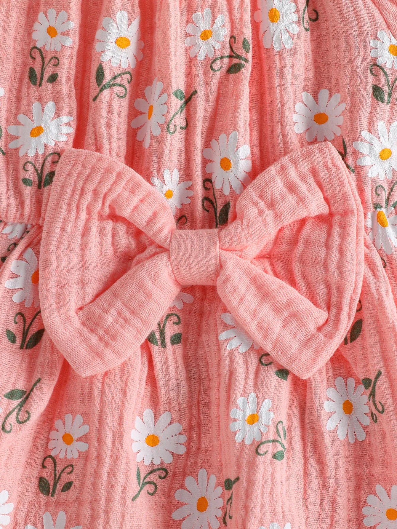 Summer Newborn Soft  Cotton Pink Baby Girls Rompers Dress Daisy Print Short Sleeve Jumpsuits Clothes Bodysuits +Headband