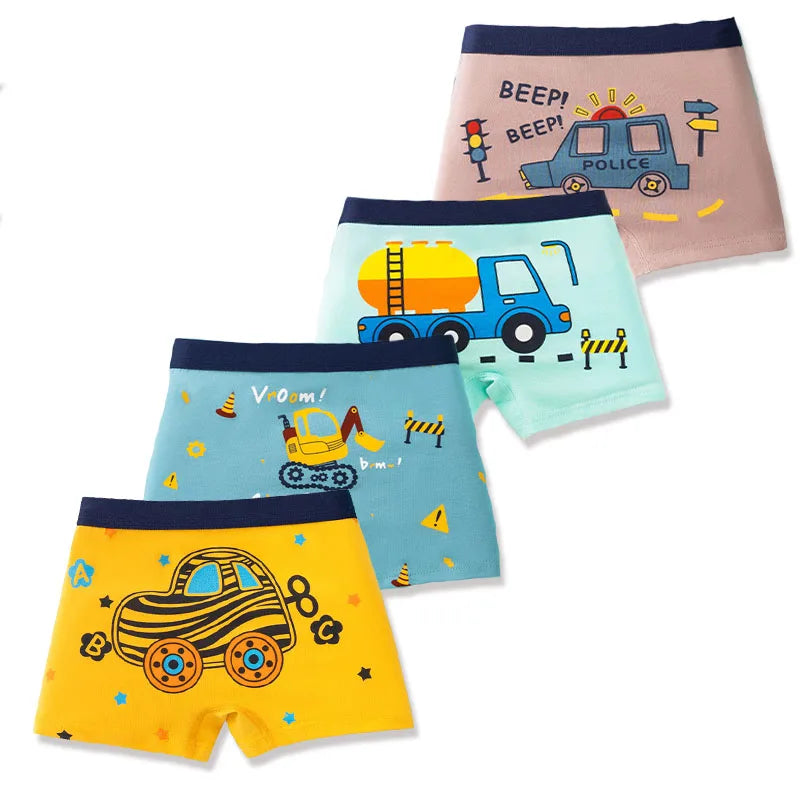 Children Panties Cotton Underwear For Boys 3-14 Years Breathable Kids Underpants Cars Patterns Cartoon Boy Boxer Brief