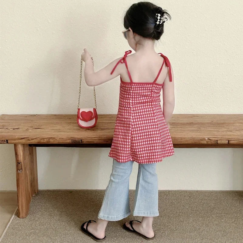 Children's Girl Suspender Puffy Dress Baby Girls' Sweet Princess Party Dress Bow-tie Design Casual Dresses