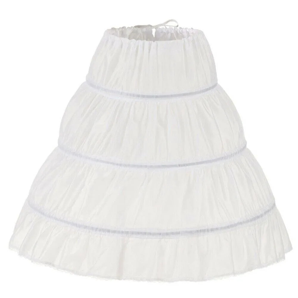 Fashion White Lace Children Skirt Petticoat 3 Hoops Adjustable Princess Skirt Tutu Skirt Steel Ring Crinoline Skirt Kids Girls
