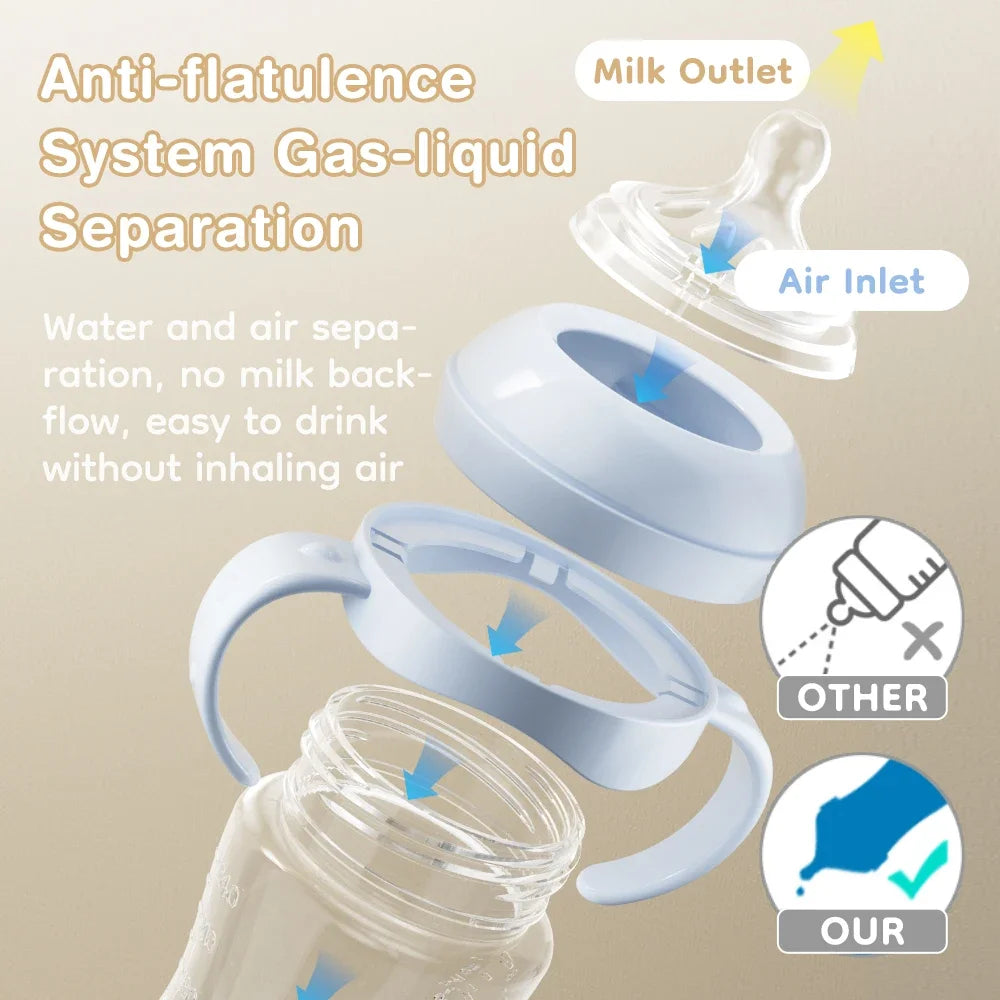 Baby PP Bottle Newborn Baby Bottle with Handle Milk BottleFeeding Baby Bottles Newborn Feeding Supplies BPA-Free