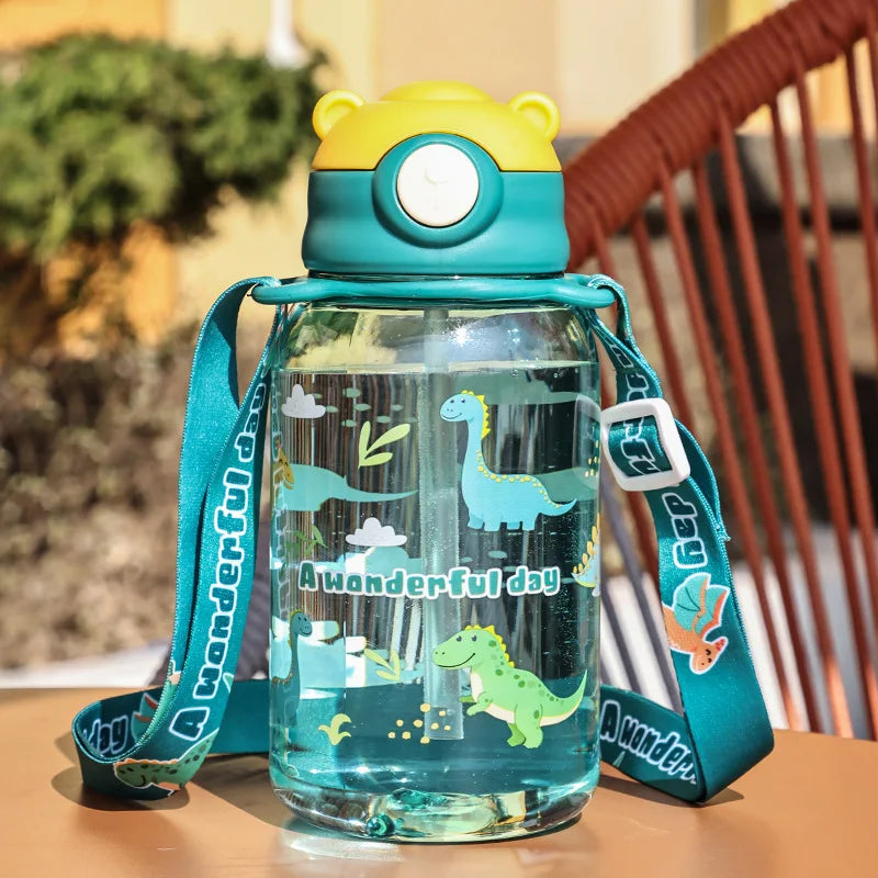 Kids 1PC Water Sippy Cup Kids Water Bottle with Straw and Handle Portable Drinking Bottle Cup Children