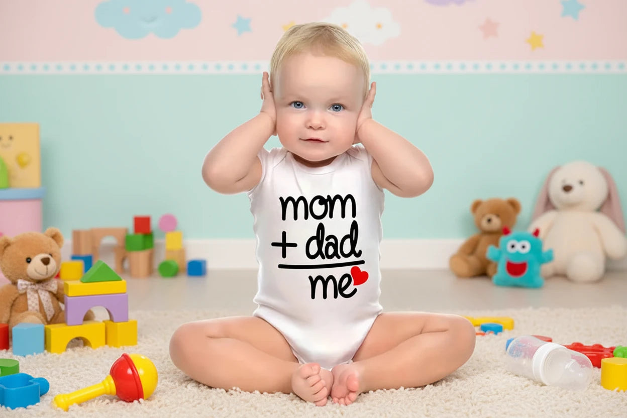 Dad Plus Mom Equals Me Funny Letter Baby Onesies Baby Boys Girls Romper Infant Clothing Newborn Costume Baby Clothes