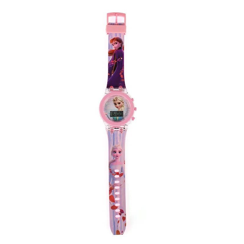 Flash Light Frozen Mickey Kids Watches For Girls Cartoon Spiderman Children Watch Boys School Student Digitel Clock Gifts