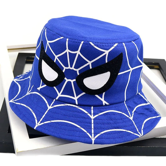 Cosplay Cartoon Spider Bucket Hat for Boy Girl Autumn Baby Fisherman Hat Red Blue  Panama Children Cotton Sun Cap 3-8Y