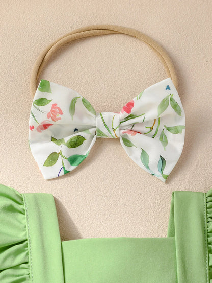 Baby Girls Sleeveless Print Flower rompers For 0-1Y baby newborn items Casual Jumpsuit +Headband
