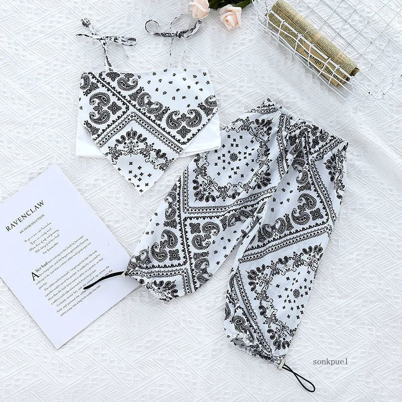 Summer Suit Thin Girls Suit Suspender Mosquito-proof Pants Two Pieces of Cute Girl Children's Clothes