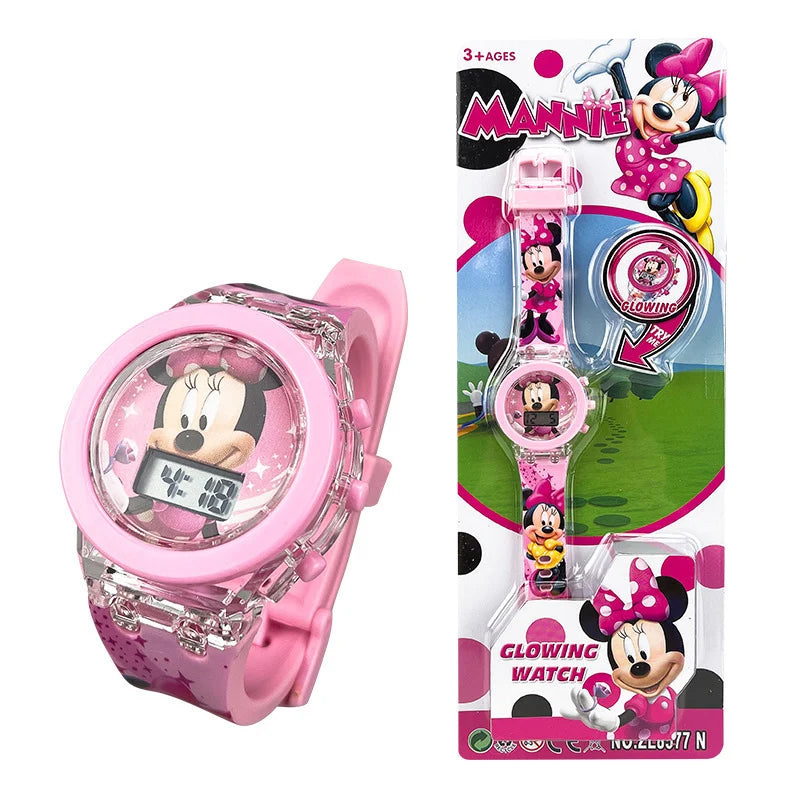 Flash Light Frozen Mickey Kids Watches For Girls Cartoon Spiderman Children Watch Boys School Student Digitel Clock Gifts