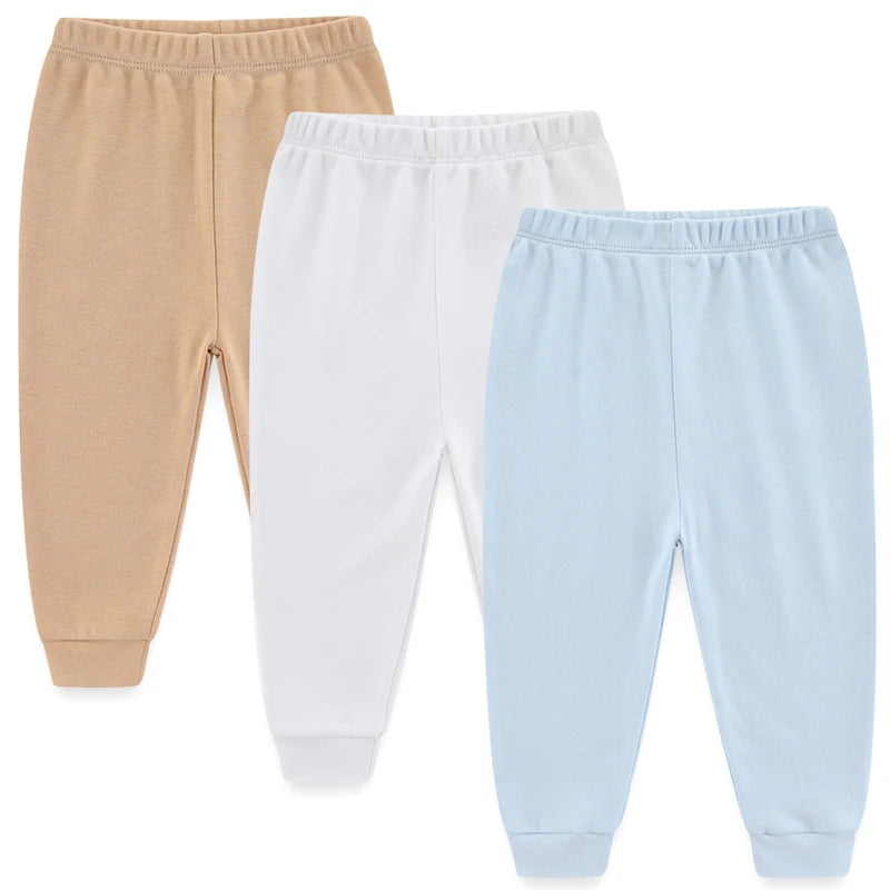 Solid Color 3PCS Cotton Baby Boy Pants 0-24M Newborn Baby Girl Trousers Soft Baby Underwear