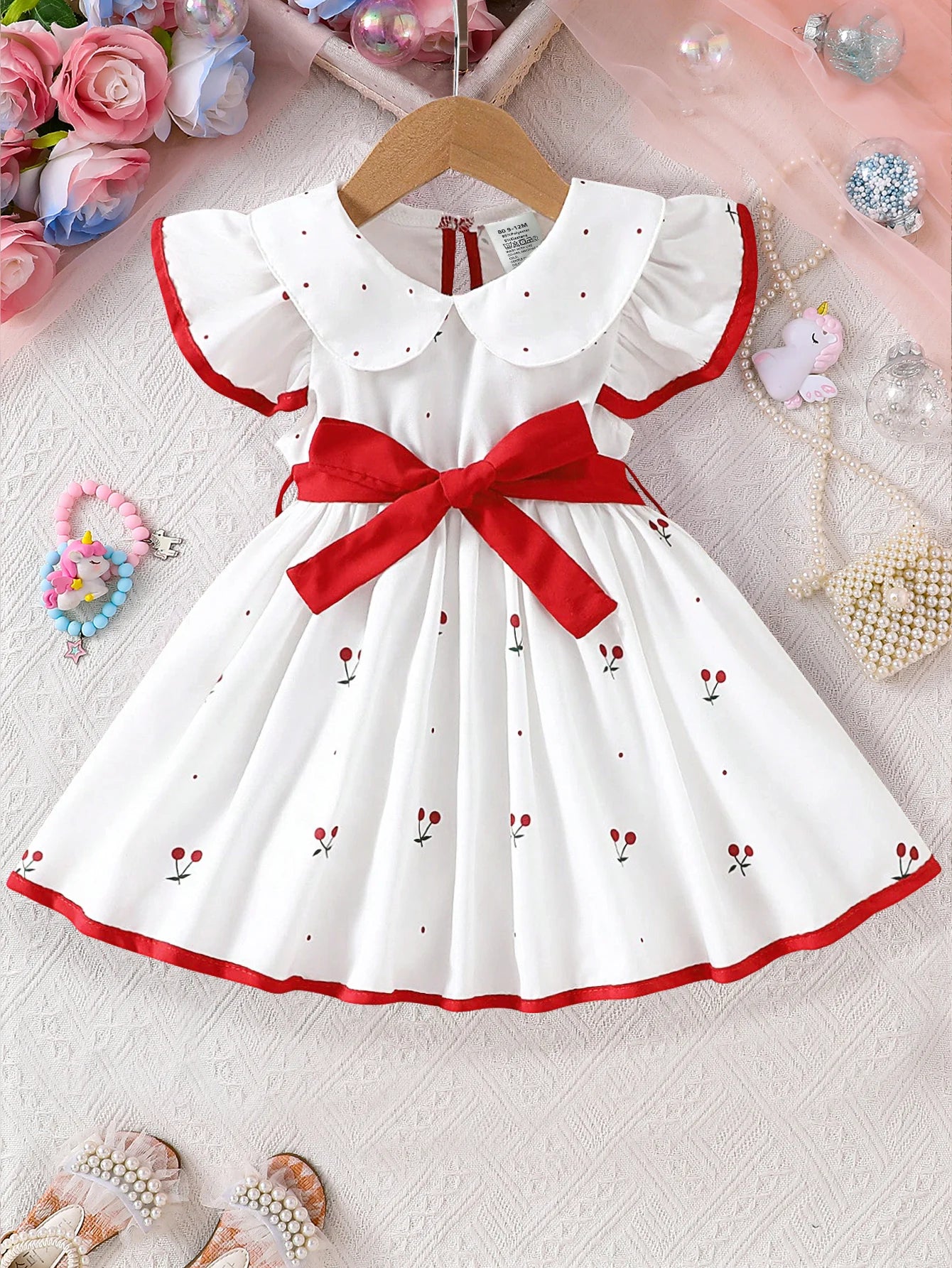 Summer New Girls Infant Floral Print Dress Breathable Baby Princess Dress 0-3 Years Cool Short Sleeve Outfit