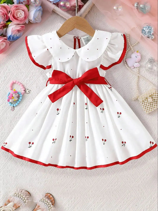Summer New Girls Infant Floral Print Dress Breathable Baby Princess Dress 0-3 Years Cool Short Sleeve Outfit